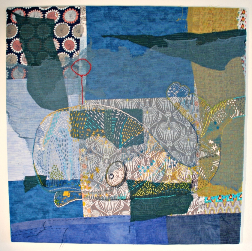 Whale 1, 2014, 100 x 100 cm. Bomuld, voile, broderi. 5.000,-
